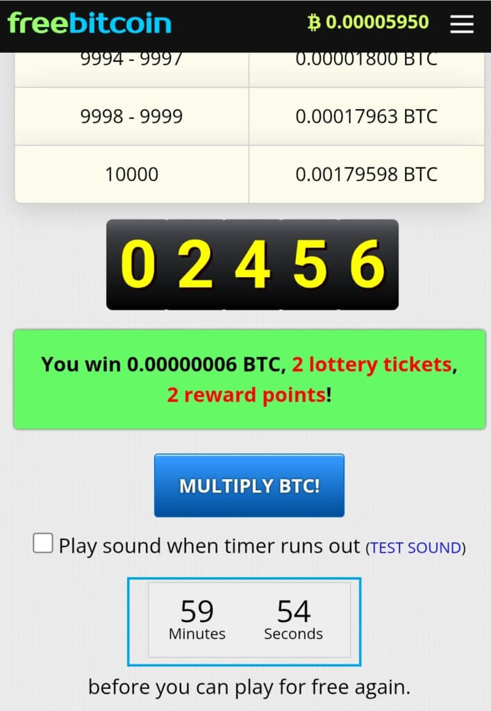 freebitcoinのカウントダウン
